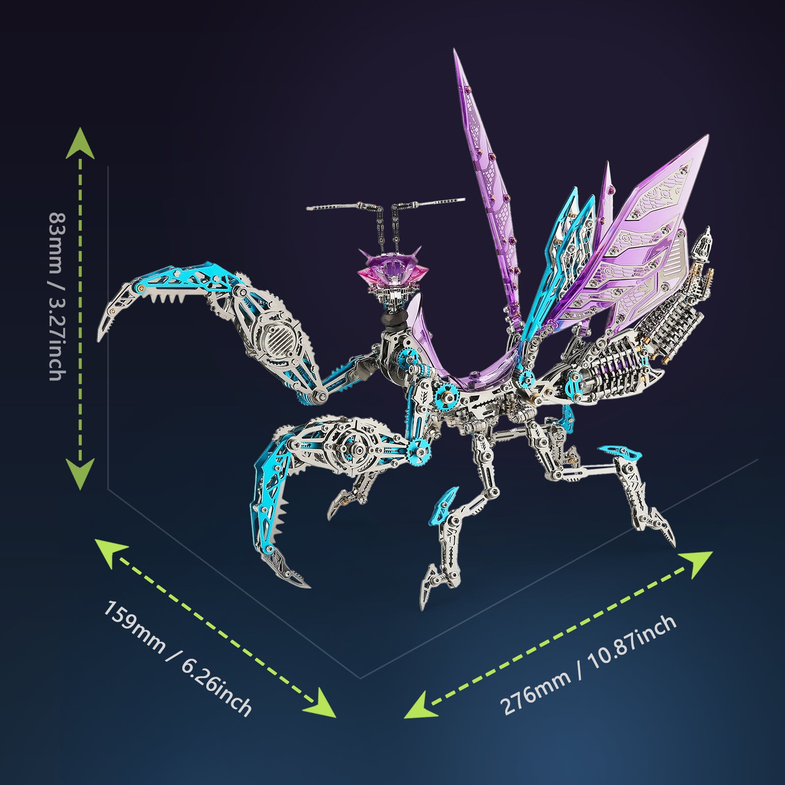 3D Metal Puzzles Mantis ModelKits Purple size map