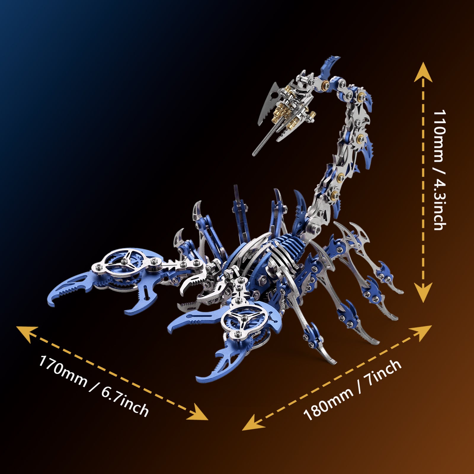 3D Metal Puzzle Mechanical Scorpion size map