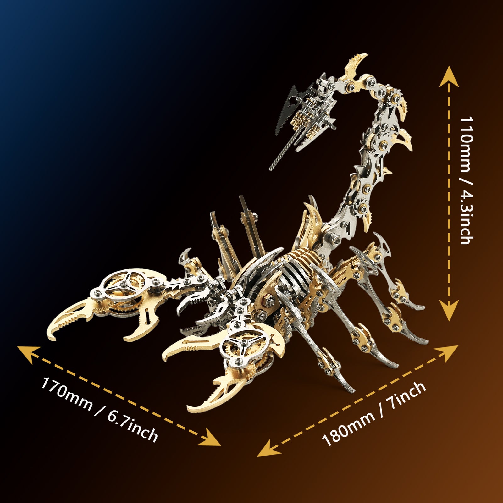 3D Matel Puzzles Scorpion Gold size map