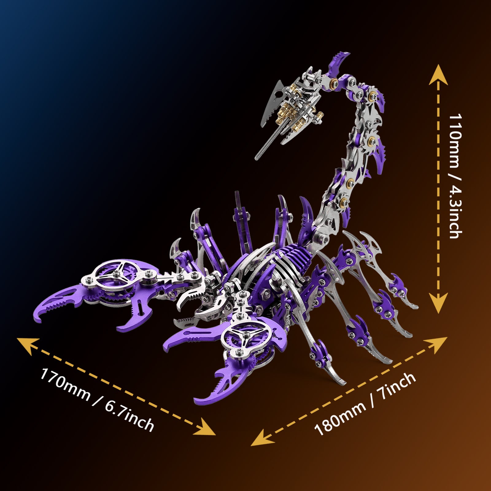 3D Metal Puzzle Mechanical Scorpion size map