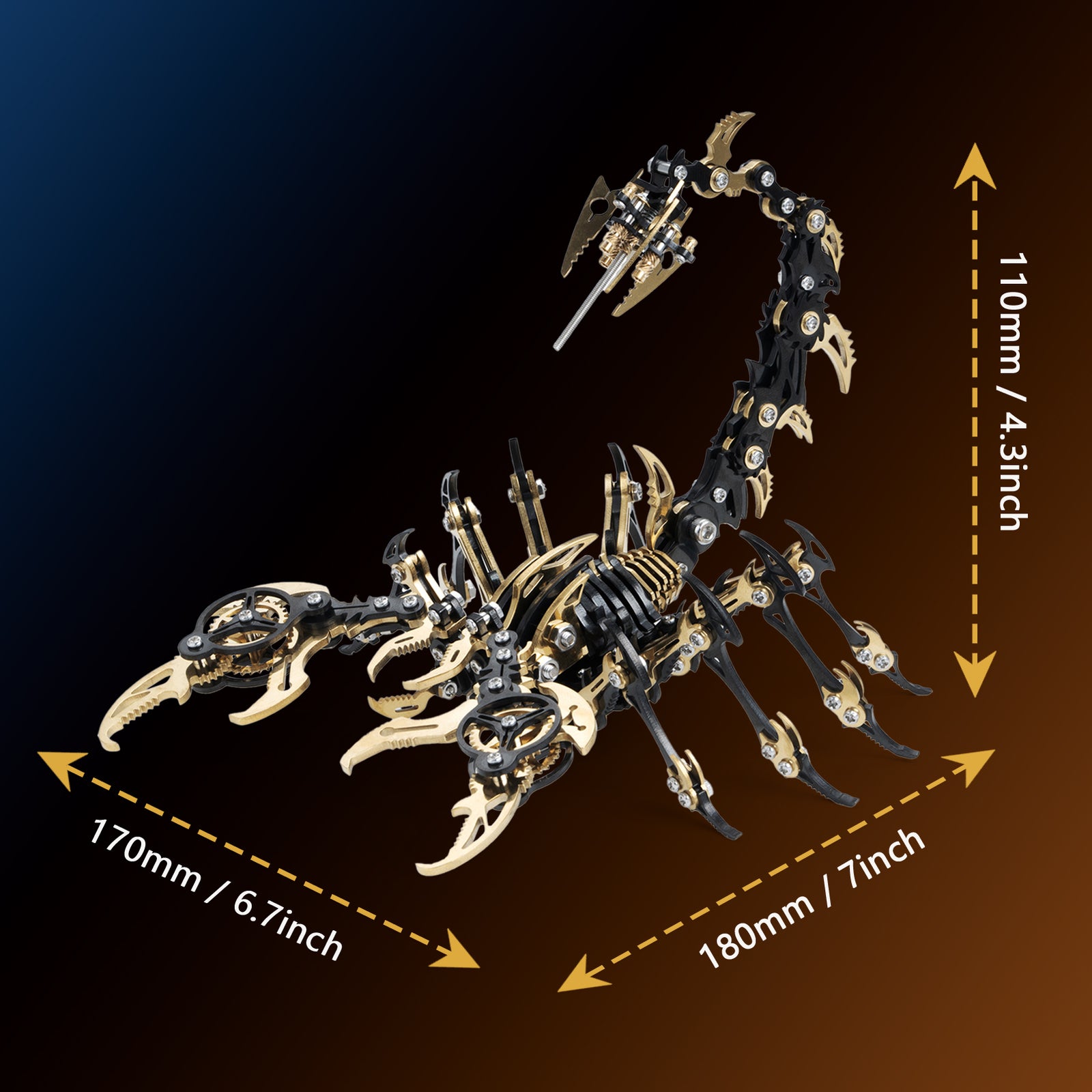 3D metal scorpion model puzzle size map