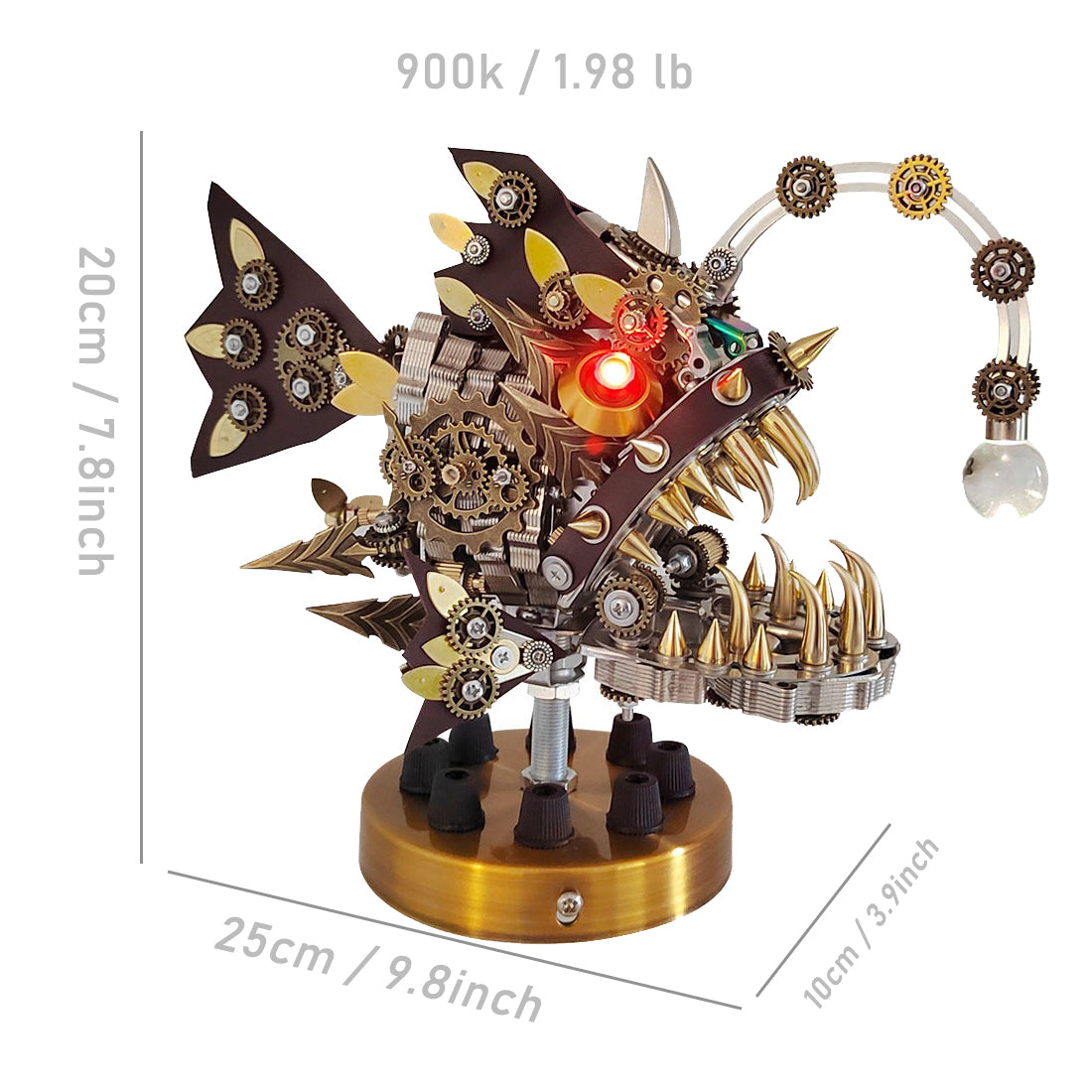 3D Metal Puzzles for Adults - Steampunk Anglerfish Model Kit - DIY Assembly Jigsaw Craft - Intricate Brain Teaser - Unique Room Decor and Gift 700+ PCS