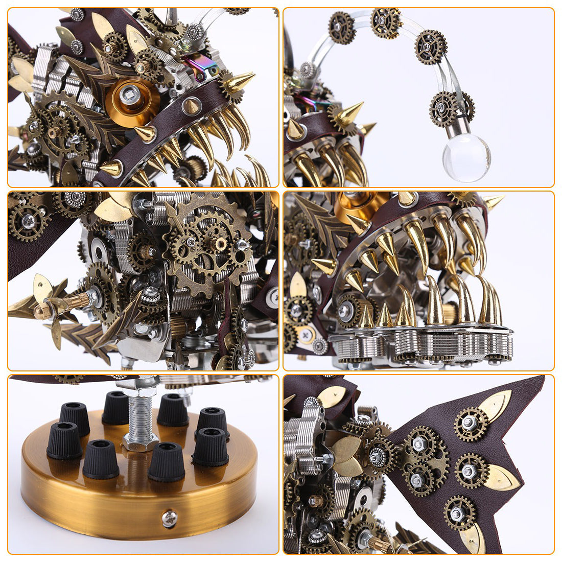 3D Metal Puzzles for Adults - Steampunk Anglerfish Model Kit - DIY Assembly Jigsaw Craft - Intricate Brain Teaser - Unique Room Decor and Gift 700+ PCS