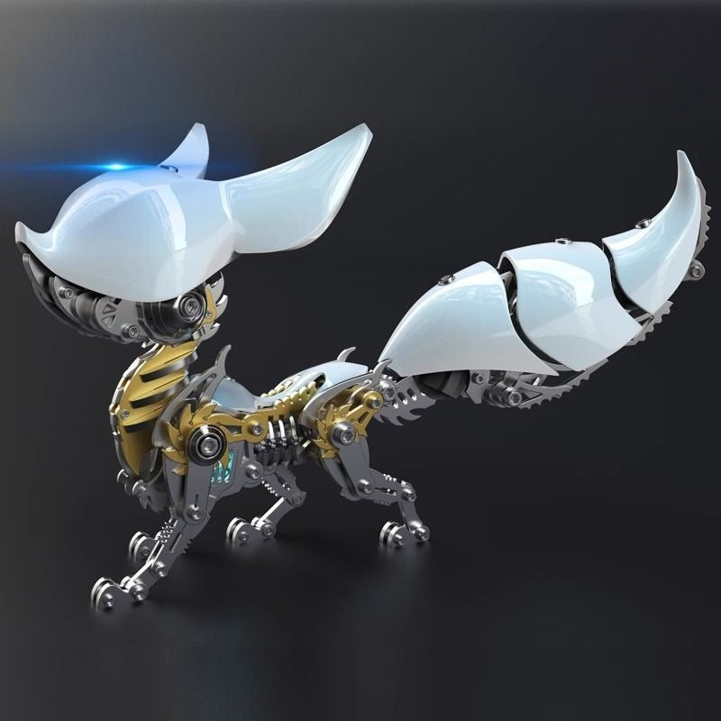 Innovative White Crystal Mechanical Fox 3D Metal Model Kit - Perfect for Collectors and Hobbyists 339 PCS