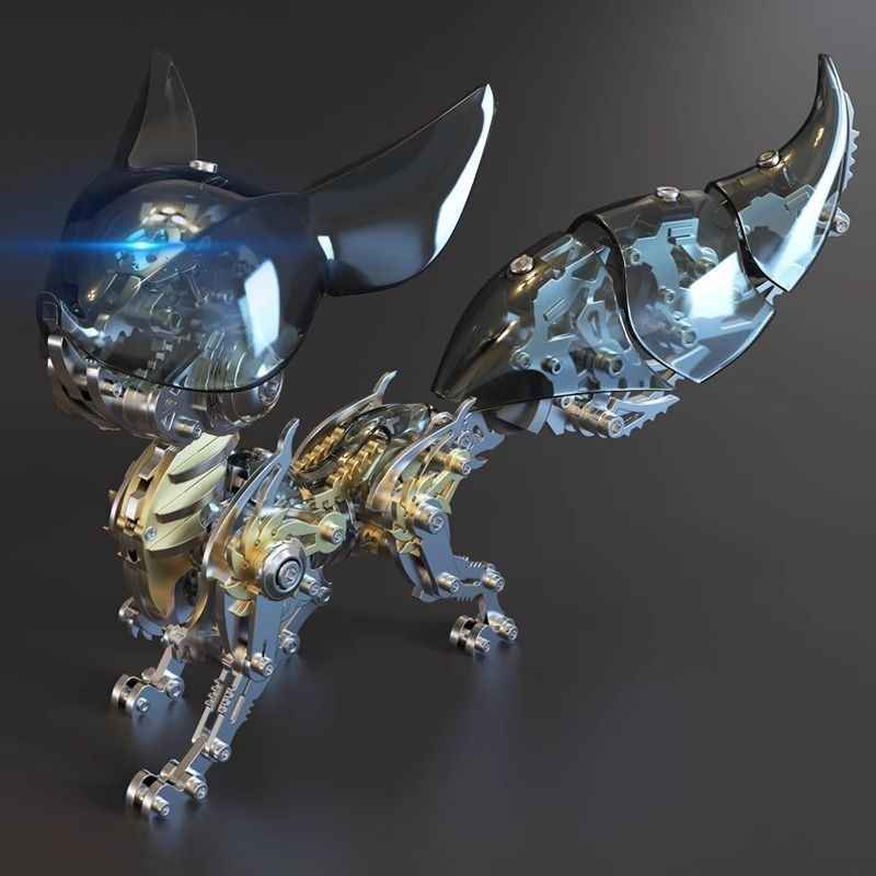 Innovative Black Crystal Mechanical Fox 3D Metal Model Kit - Perfect for Collectors and Hobbyists 339 PCS