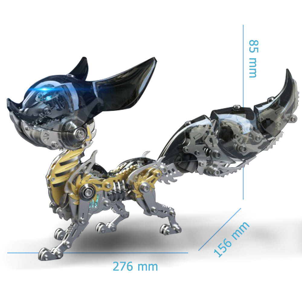 Innovative Black Crystal Mechanical Fox 3D Metal Model Kit - Perfect for Collectors and Hobbyists 339 PCS