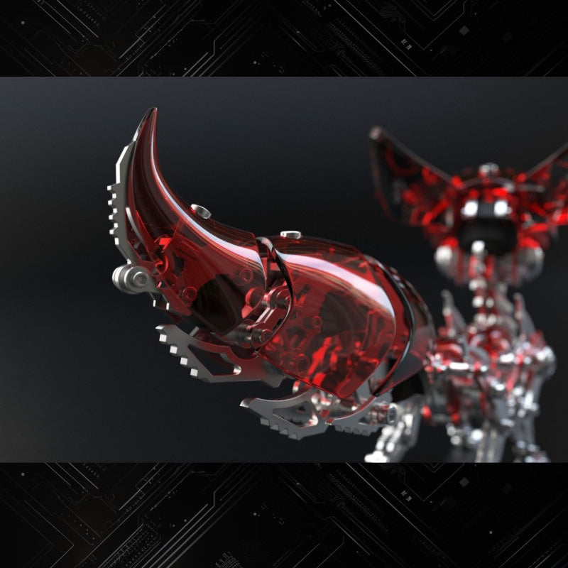 Innovative Red Crystal Mechanical Fox 3D Metal Model Kit - Perfect for Collectors and Hobbyists 339 PCS