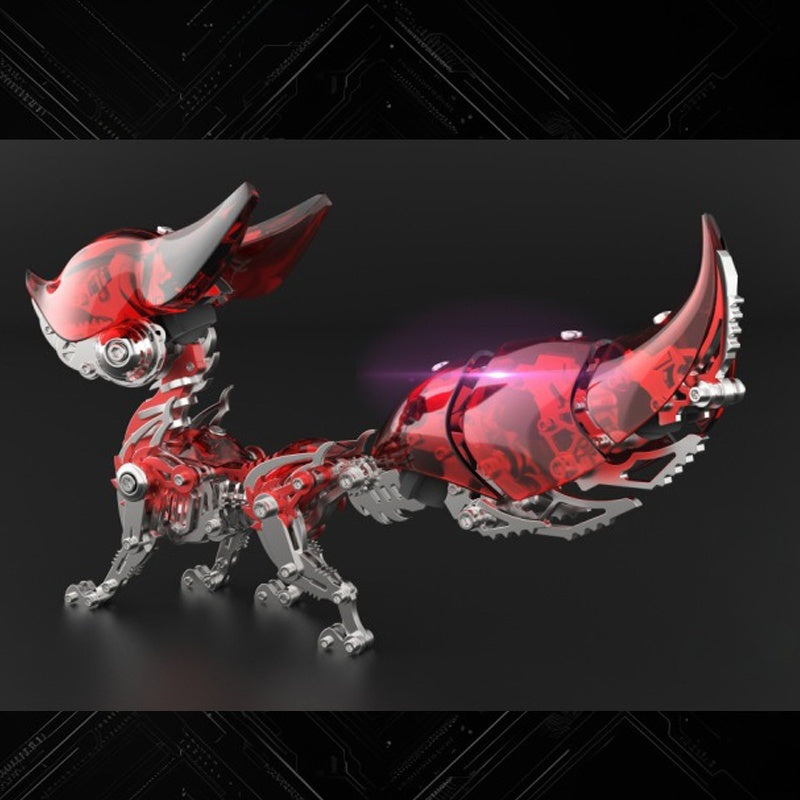 Innovative Red Crystal Mechanical Fox 3D Metal Model Kit - Perfect for Collectors and Hobbyists 339 PCS