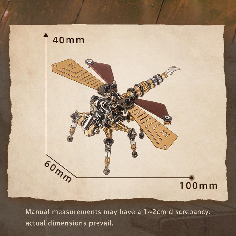 3D metal mechanical dragonfly model size